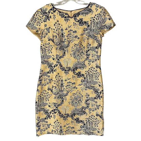 Talbots Dresses & Skirts - Talbots Women's Dress 8 Sheath Pure Silk Asian Motif Black/Cream Lined